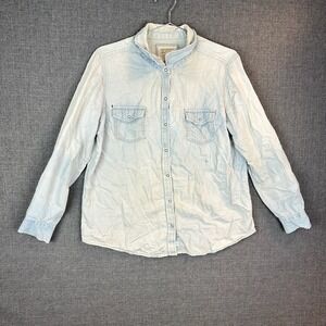 Arizona Jean Co Womens XL Denim Shirt Classic Fit‎ Long Sleeve Casual